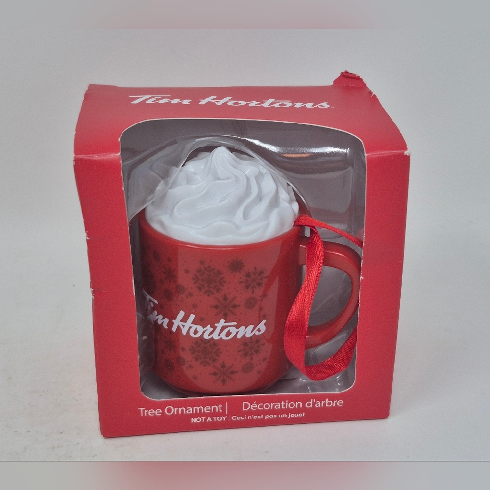 Tim Hortons Red Mug With Whipped Cream Ornament